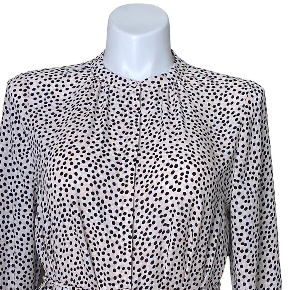 Chico's Dot-Print Smocked Tunic, Peony Petal Long Sleeves Chico's Size 2 (L) - Picture 4 of 11